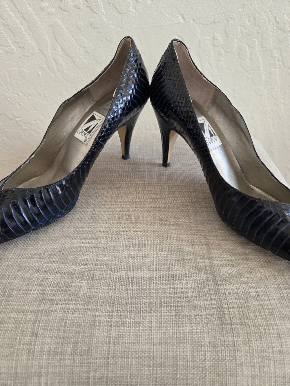J. Renee Navy Textured Pointed-Toe Pumps - Picture 5 of 12